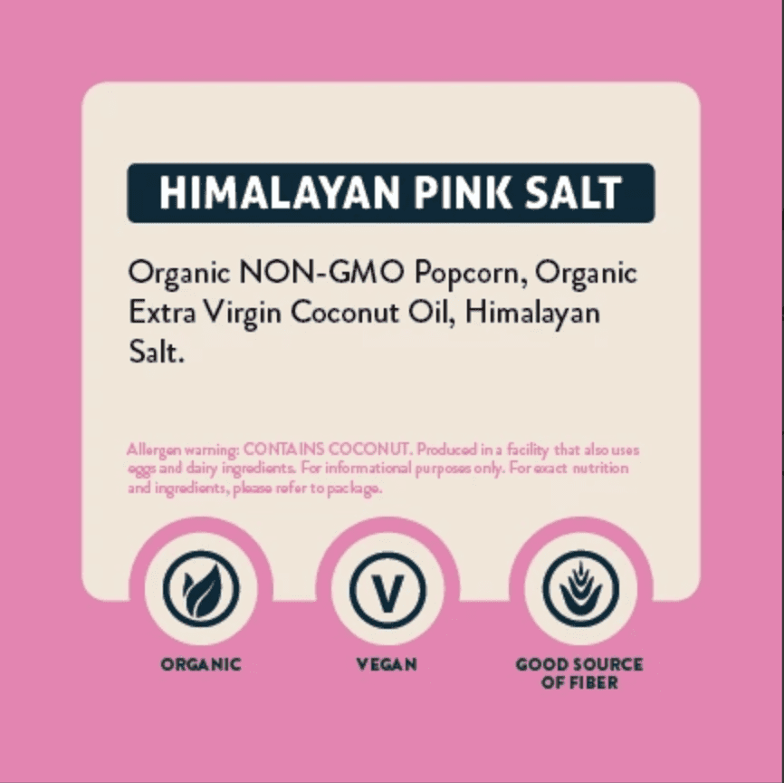 LesserEvil, Organic Popcorn Himalayan Pink Salt 12 units per case 4.6 oz