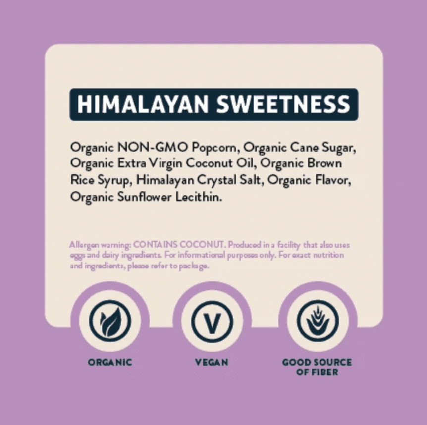 LesserEvil, Organic Popcorn Himalayan Sweetness 12 units per case 6.4 oz