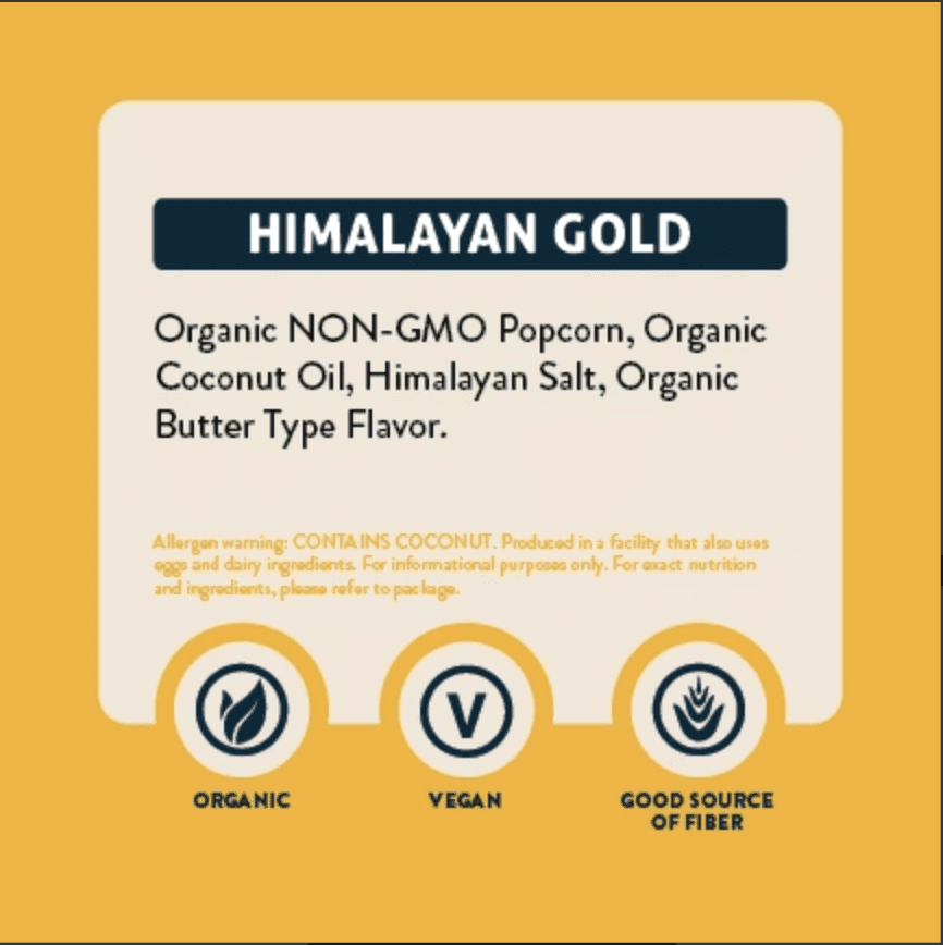 LesserEvil, Organic Popcorn Himalayan Gold 12 units per case 4.6 oz