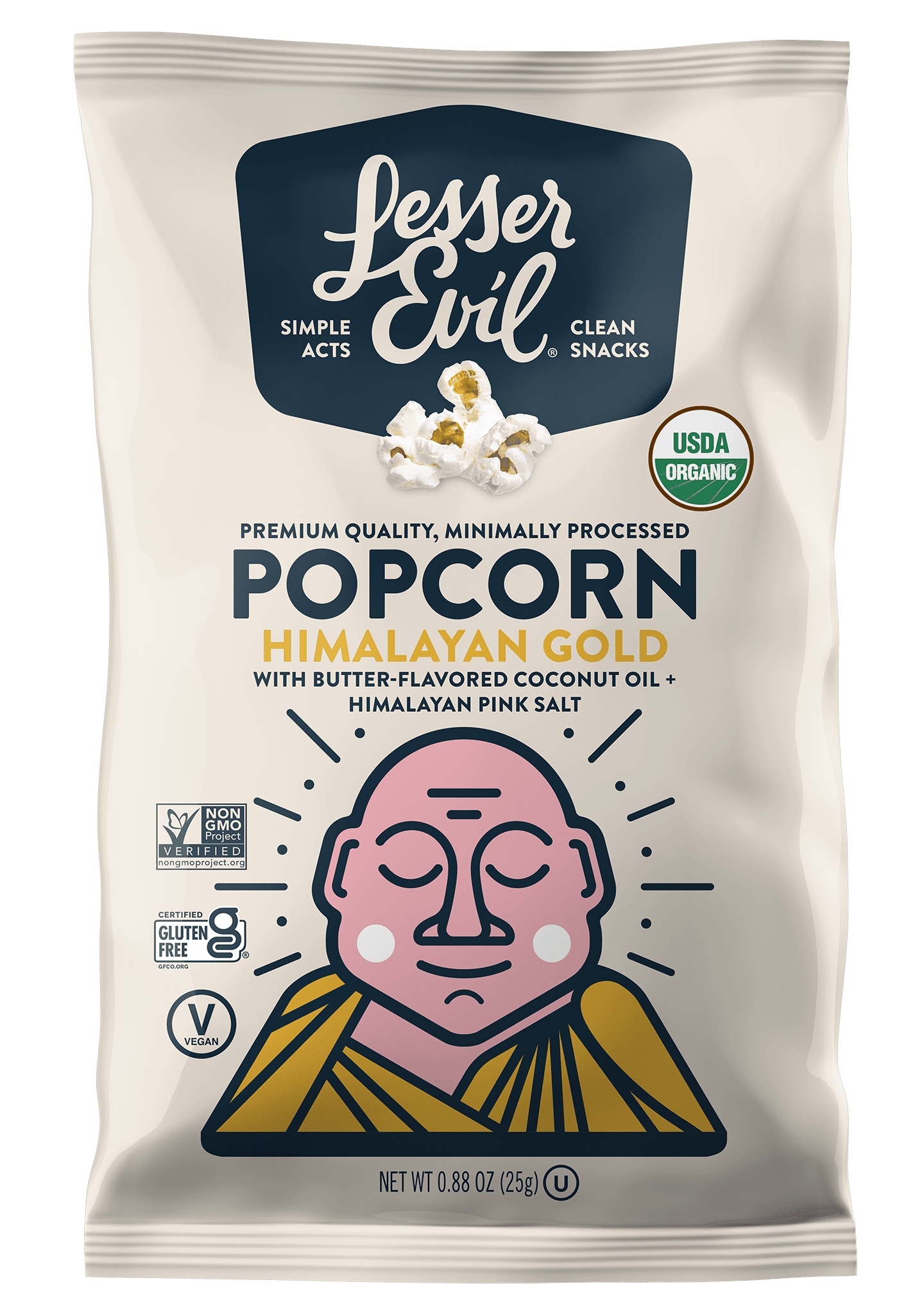LesserEvil, Organic Popcorn Himalayan Gold 18 units per case 0.9 oz