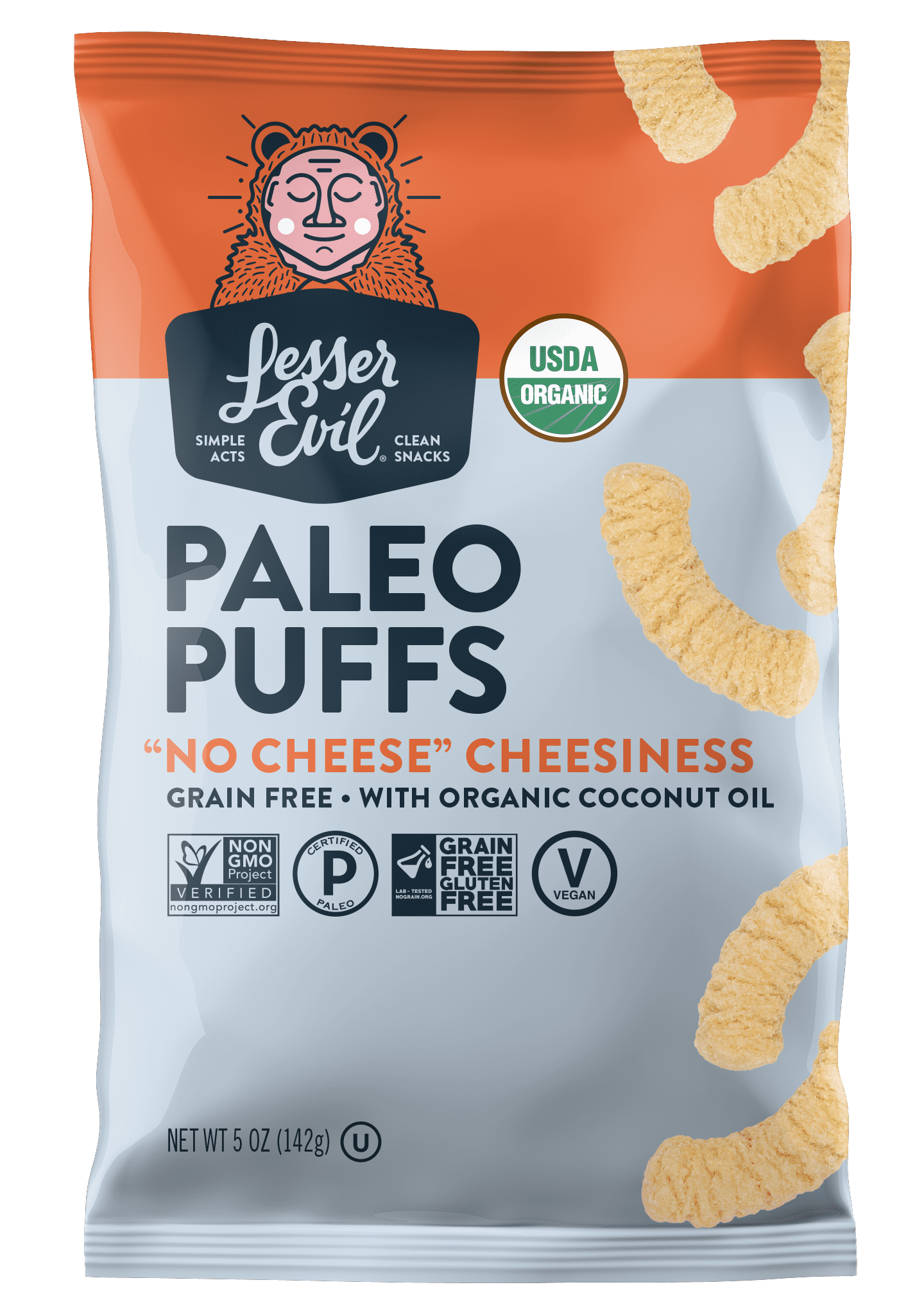 LesserEvil, Paleo Puffs ''no Cheese'' Cheesiness 9 units per case 5.0 oz