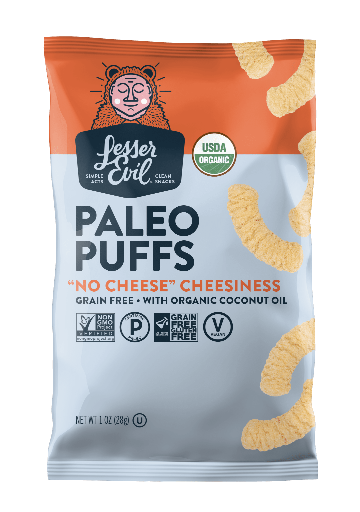 LesserEvil, Paleo Puffs ''no Cheese'' Cheesiness 24 units per case 1.0 oz