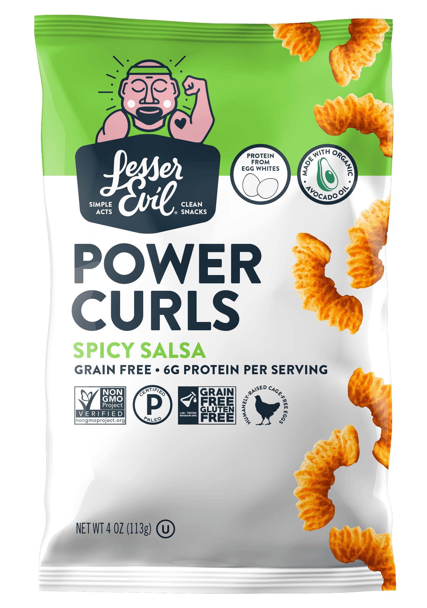 LesserEvil, Power Curls Spicy Salsa 9 units per case 4.0 oz