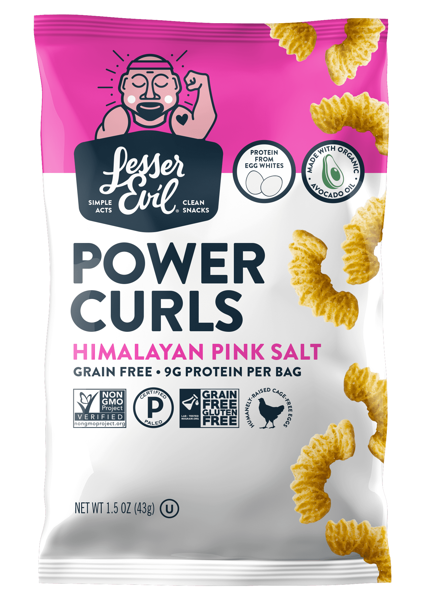 LesserEvil, Power Curls Himalayan Salt 24 units per case 1.5 oz