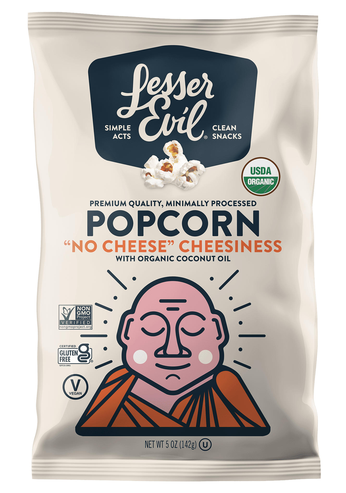 LesserEvil, Organic Popcorn''No Cheese'' Cheesiness 12 units per case 4.6 oz