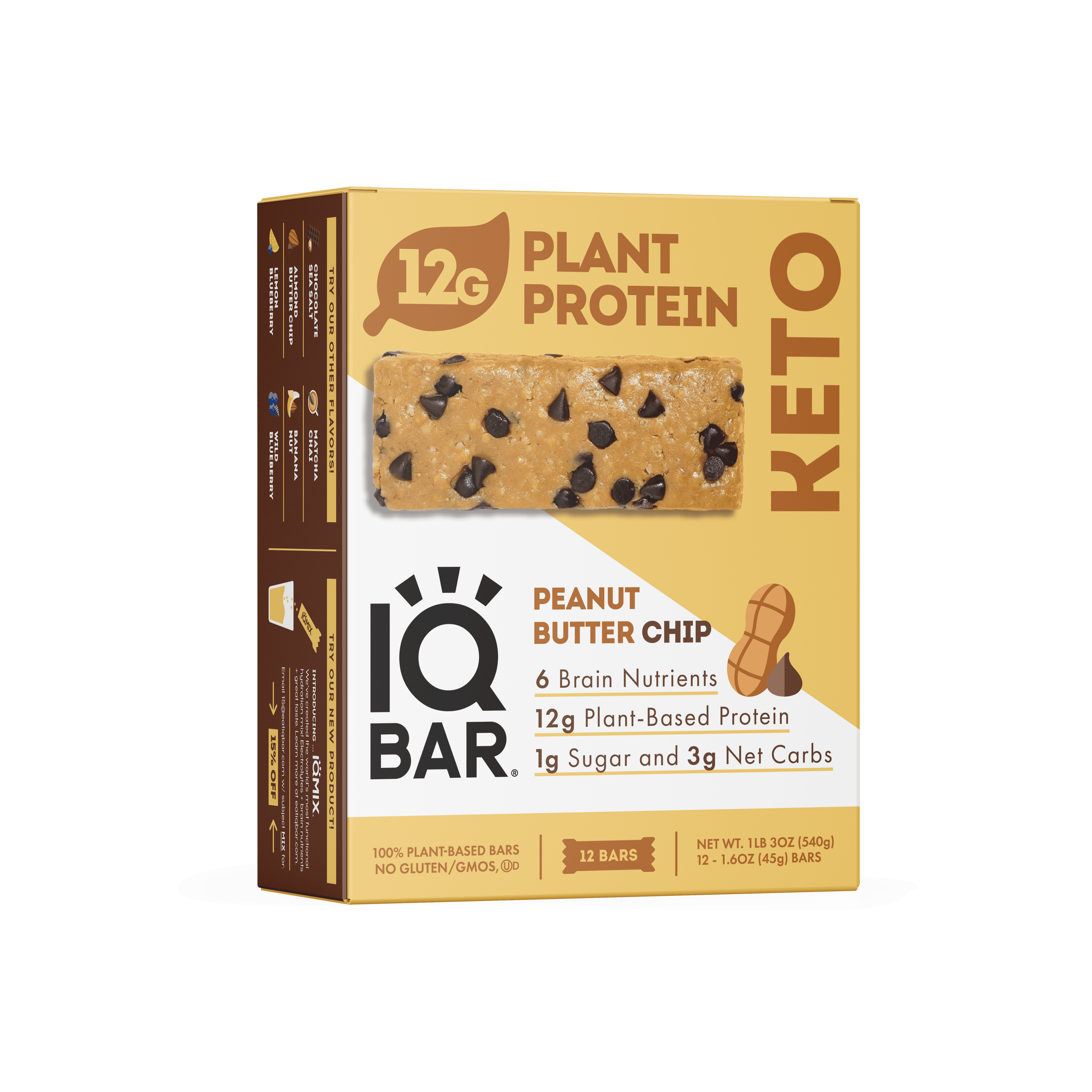 IQ Bar Peanut Butter Chip 6 innerpacks per case 1.6 oz