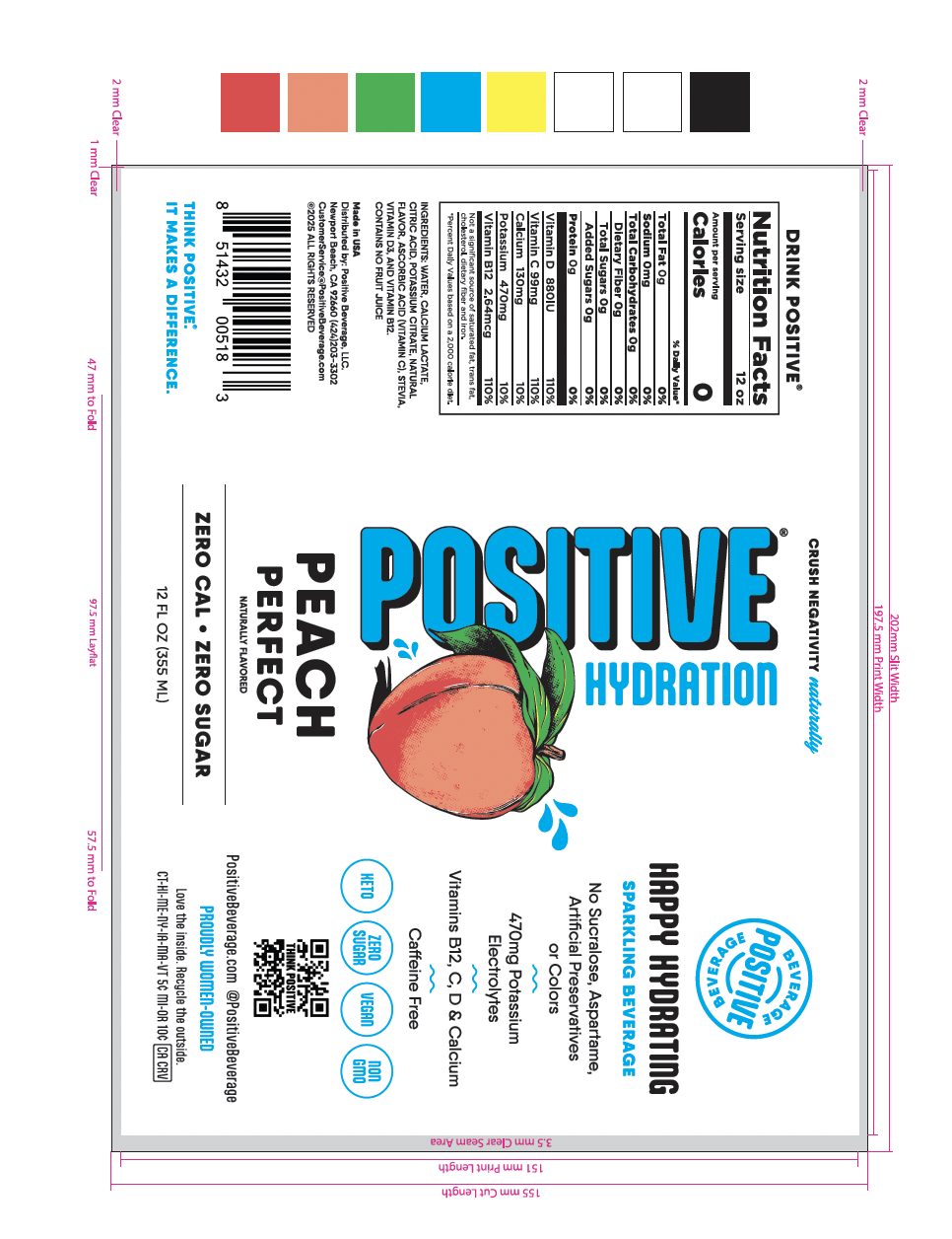 Positive Hydration Peach Perfect 12 units per case 12.0 fl Nutrition Info