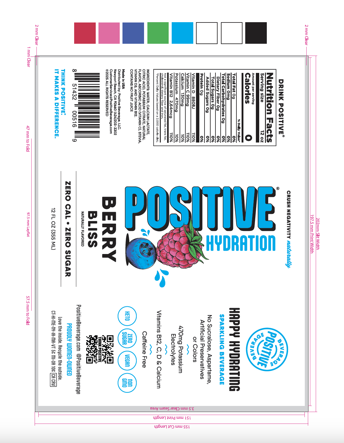 Positive Hydration Berry Bliss 12 units per case 12.0 fl Product Label