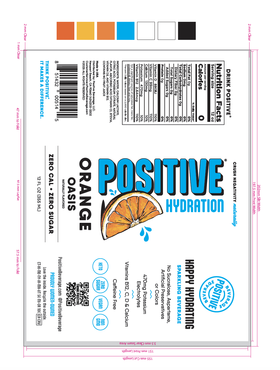 Positive Hydration Orange Oasis 12 units per case 12.0 fl Product Label