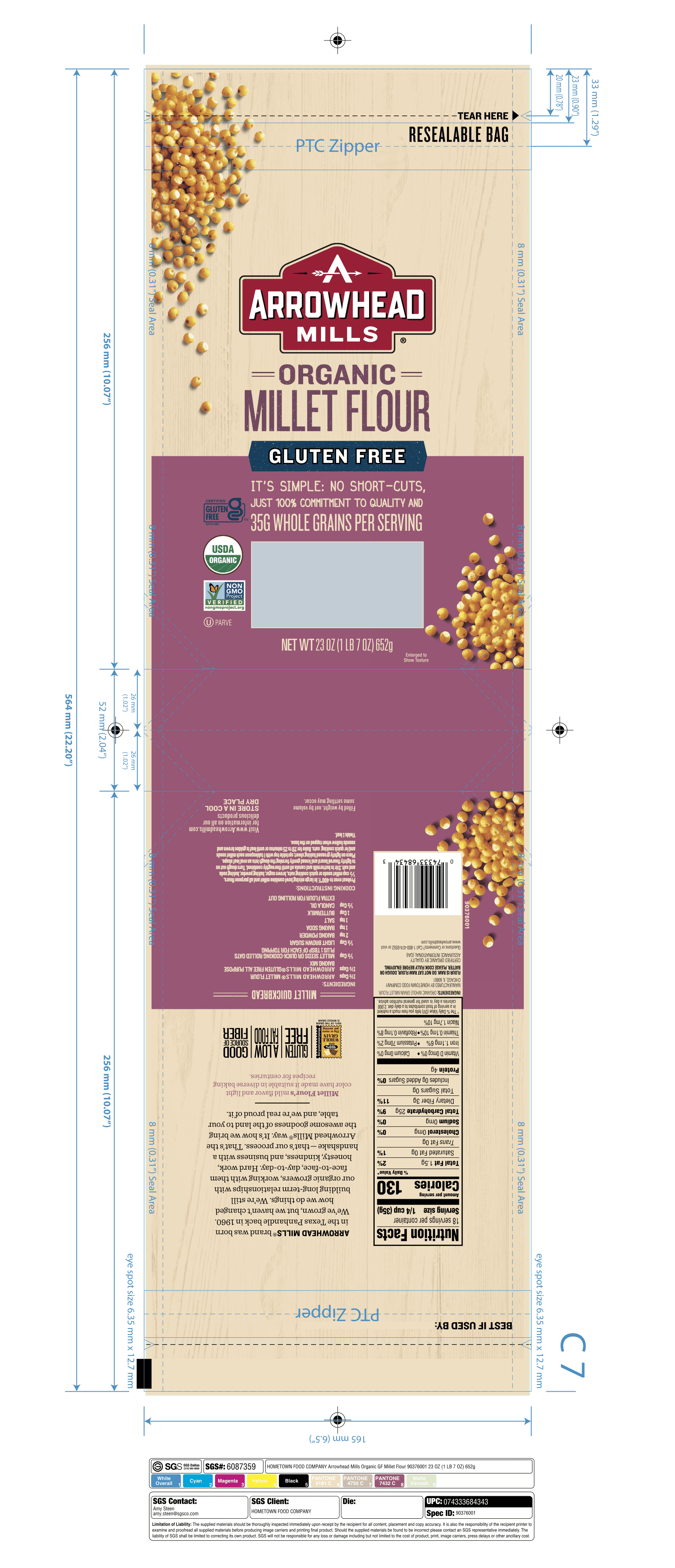 Arrowhead Mills Millet Flour 6 units per case 23.0 oz Product Label