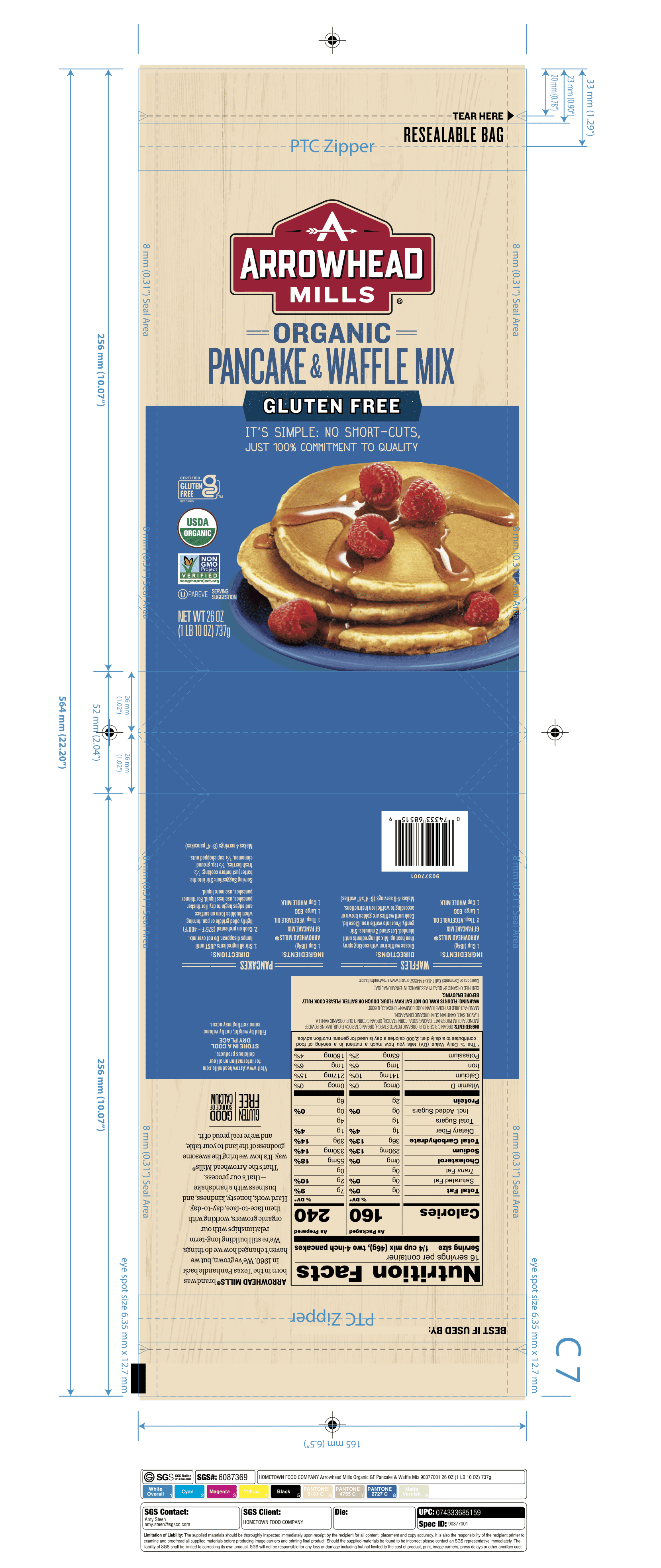 Arrowhead Mills Pancake Baking Mix 6 units per case 26.0 oz Product Label