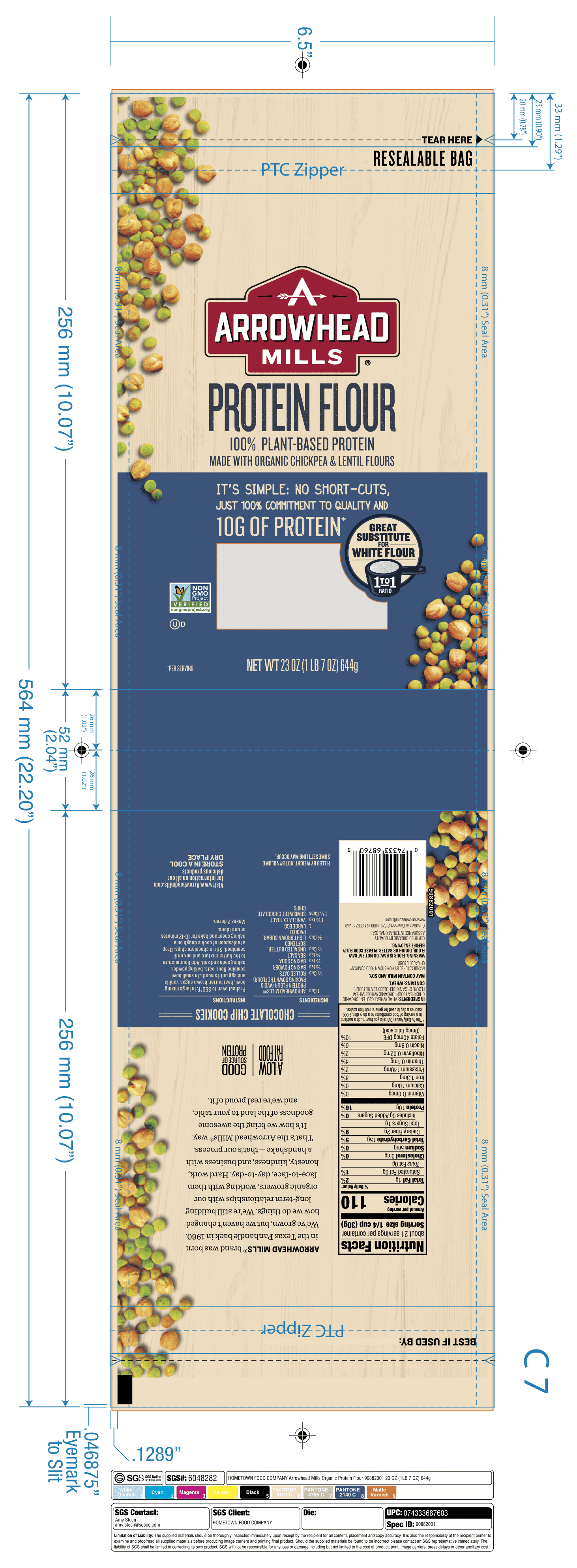 Arrowhead Mills Protein Flour 6 units per case 23.0 oz Product Label