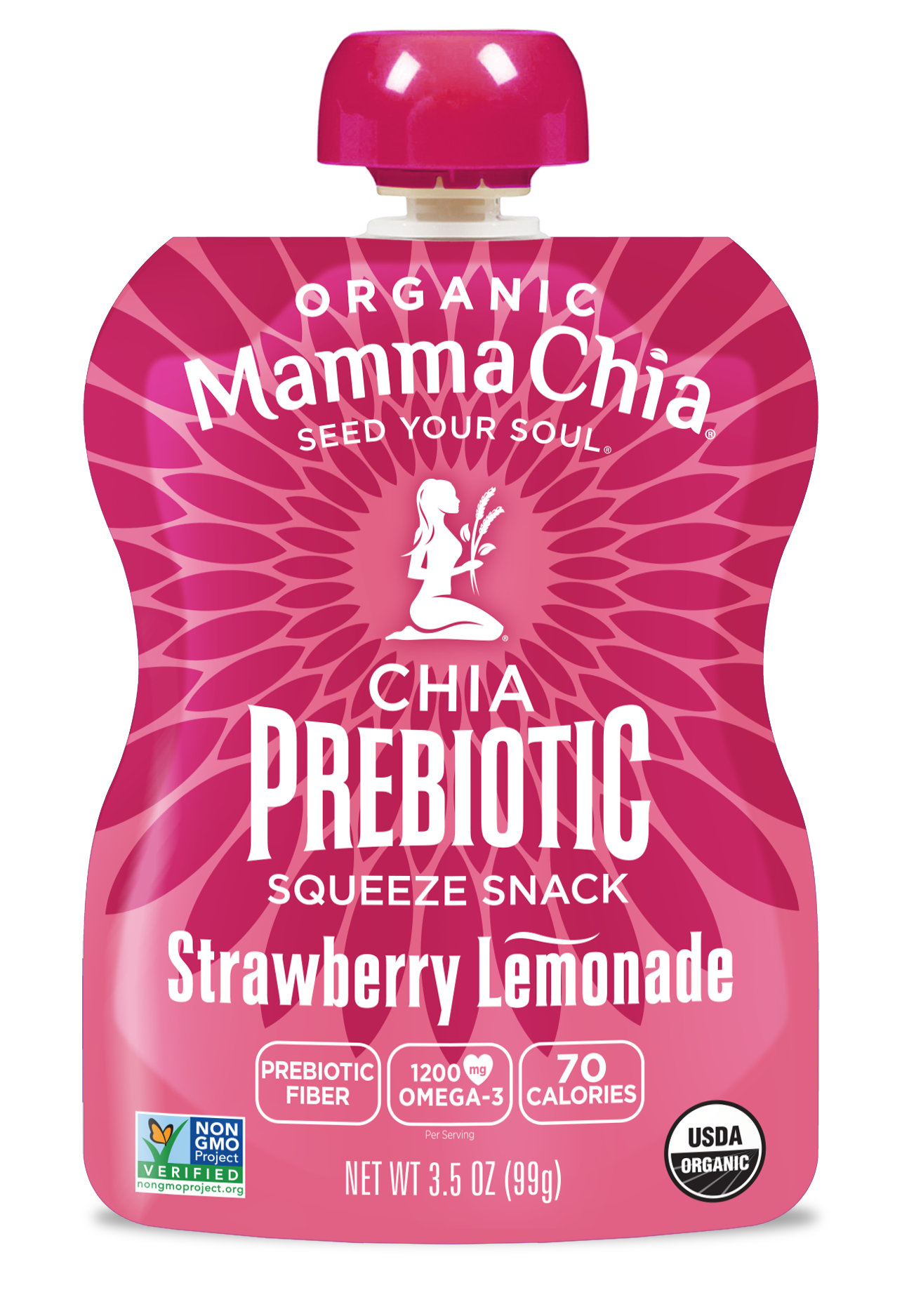 Mamma Chia Strawberry Lemonade Organic Chia Prebiotic Squeeze 6 innerpacks per case 14.0 oz