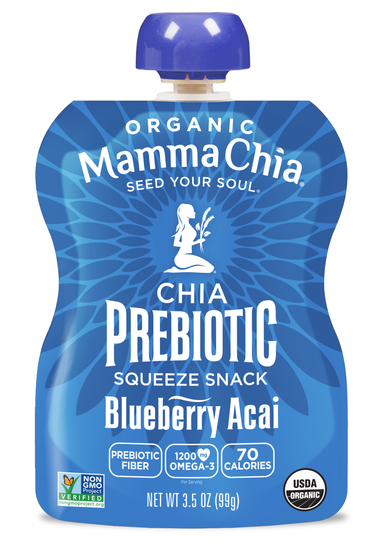 Mamma Chia Blueberry Acai Organic Chia Prebiotic Squeeze 6 innerpacks per case 14.0 oz
