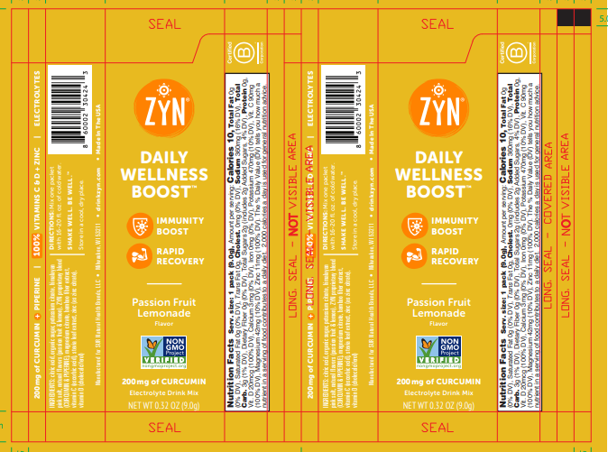 Drink ZYN Daily Wellness Boost Drink Mix - Passionfruit Lemonade 10 innerpacks per case 8.0 oz Product Label
