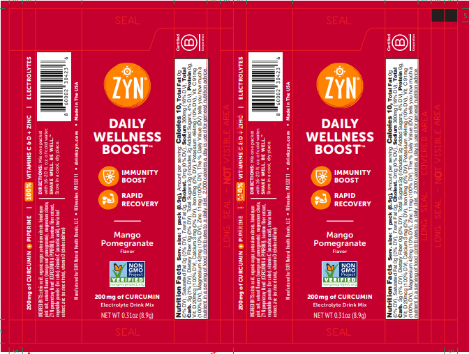 Drink ZYN Daily Wellness Boost Drink Mix - Mango Pomegranate 10 innerpacks per case 8.0 oz Product Label