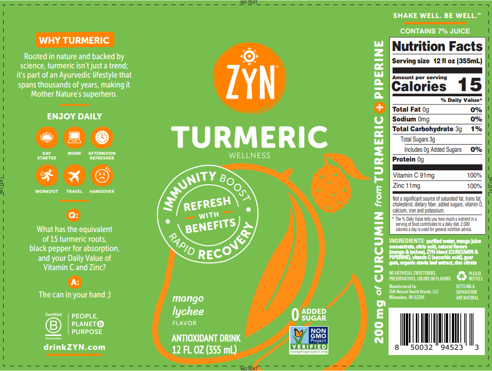 ZYN Immunity & Recovery Drinks - Mango Lychee 6 units per case 12.0 fl Product Label