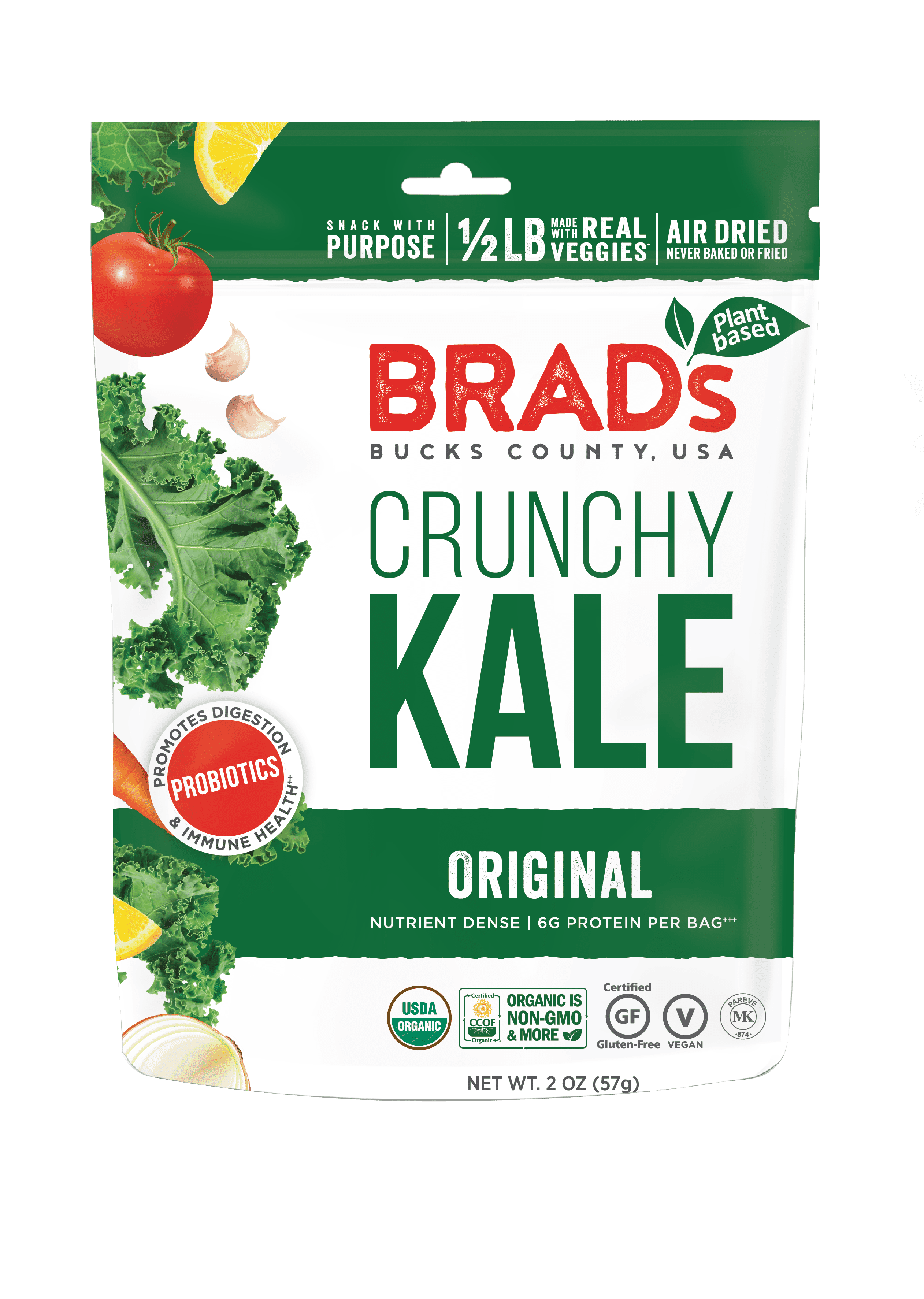 ''Brad's Raw Chips, Crunchy Kale - Original Probiotic'' 12 units per case 2.0 oz