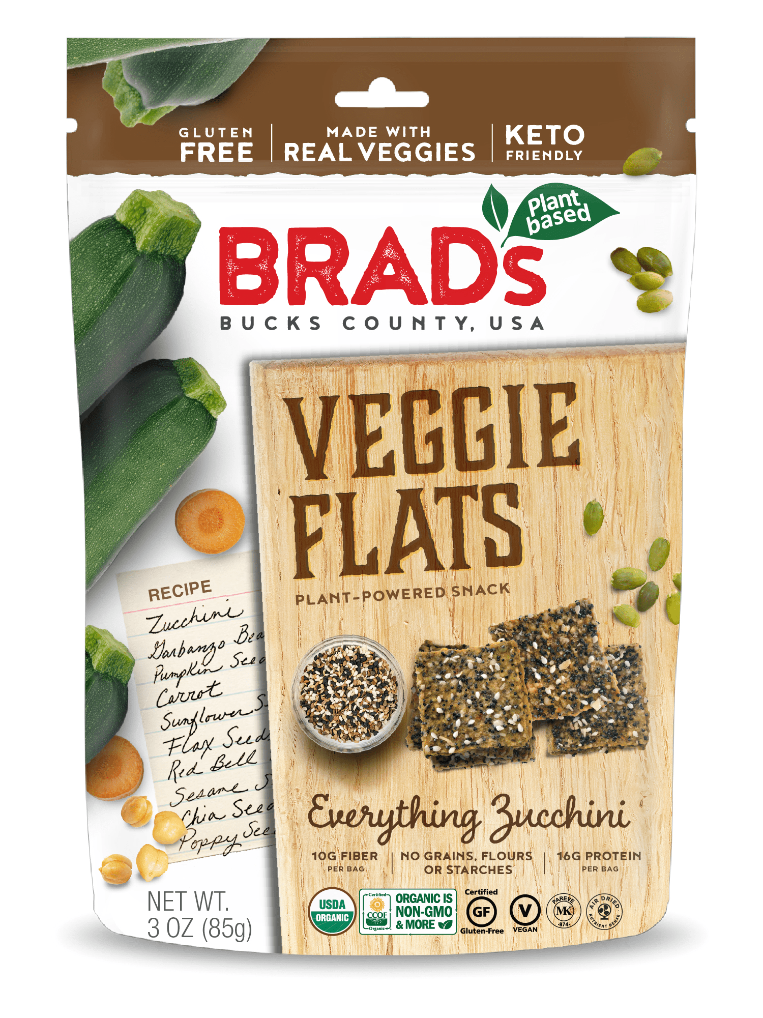 ''Brad's Raw Chips, Veggie Flats - Everything Zucchini '' 12 units per case 3.0 oz