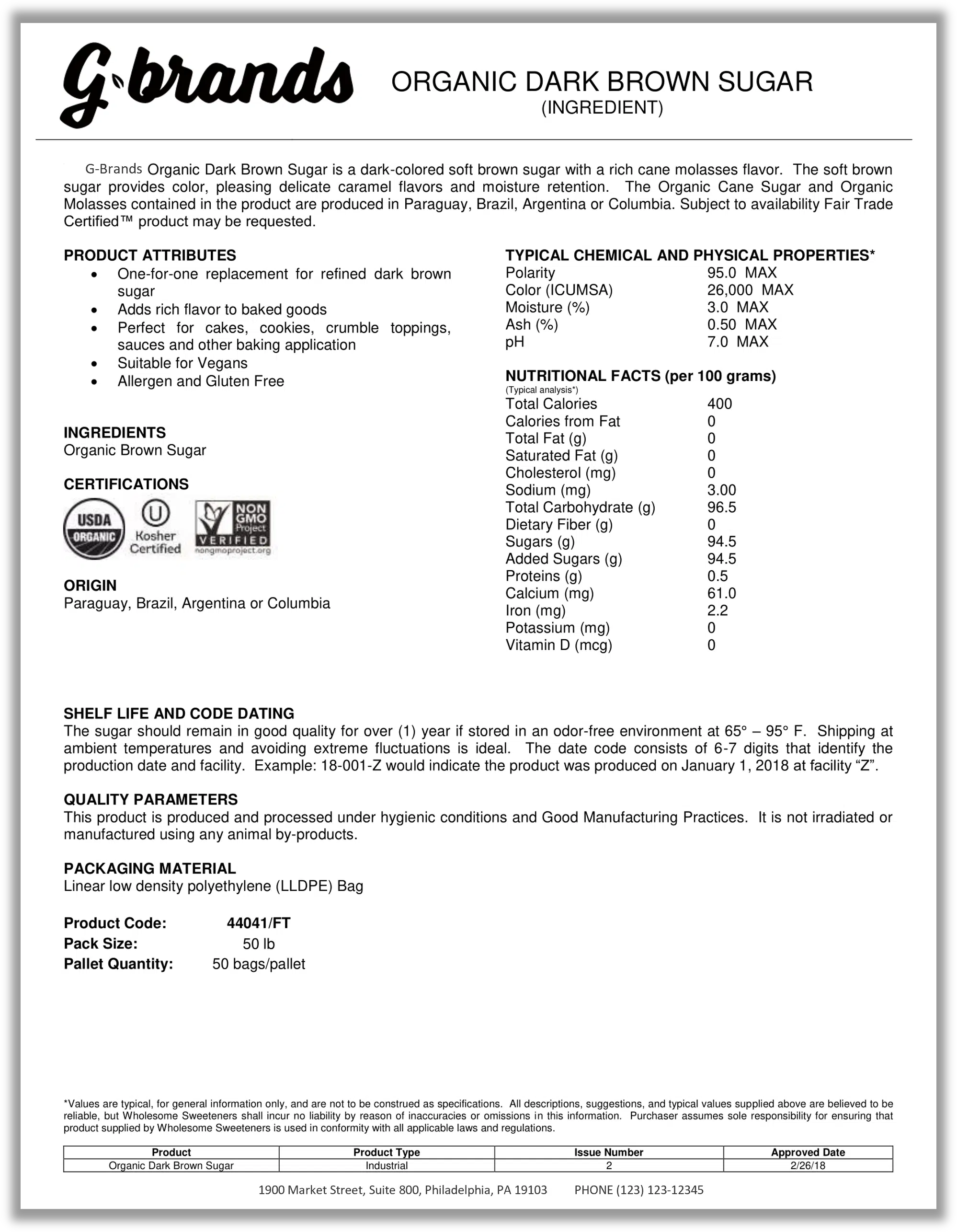 Example Technical Sheet