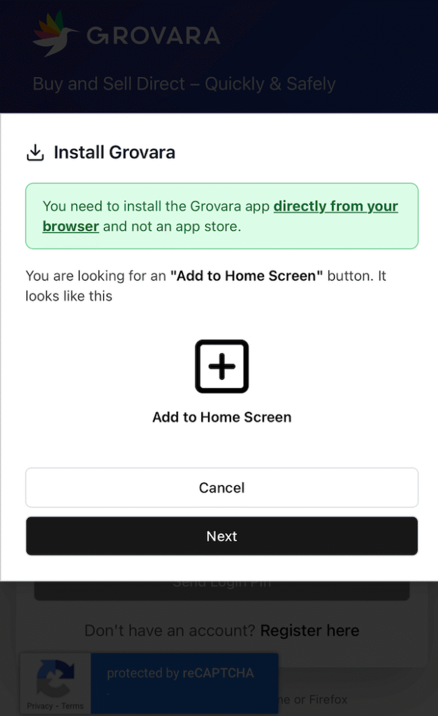 Steps to download the Grovara mobile app